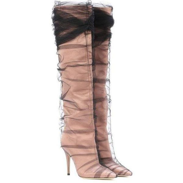 

boots fine with overknee long will code sharp latest fashion woman, Black