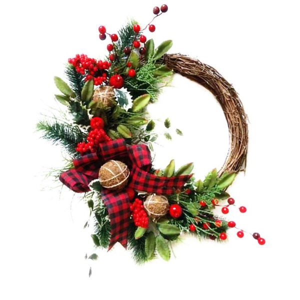

decorative flowers & wreaths 1pc christmas garland door hanging wreath head decor xmas pendant rattan ring for