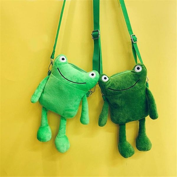 

school bags 2021 korean frog bag women personality shoulder messenger funny cute animal cartoon plush cosplay props storage
