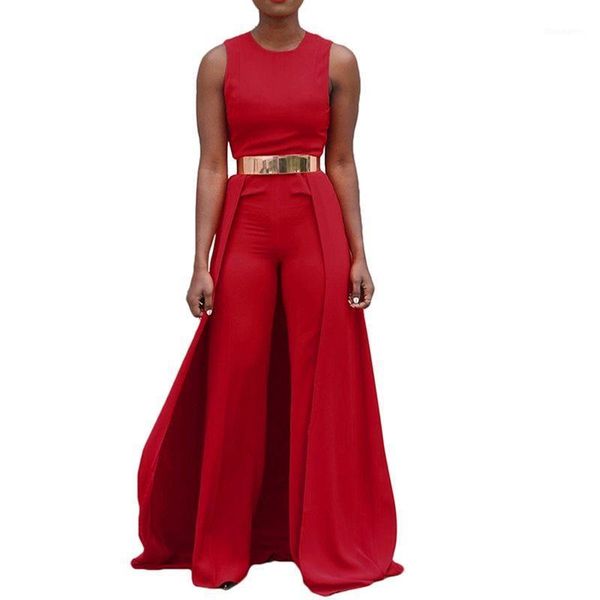 Jumpsuits femininos Macsuits 2021 Outono Sexy Vermelho Red Street Moda Mulheres Slim Fino Cintura Alta Cintura Lisa Meninas Viagens Beach Holiday Jumpsu