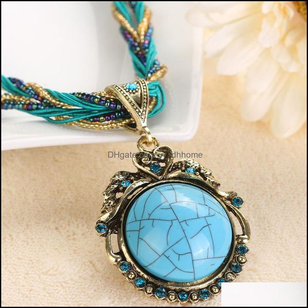 

pendant necklaces & pendants jewelry bohemian necklace for women vintage retro copper fringe long resin wood drop delivery 2021 5tje9, Silver