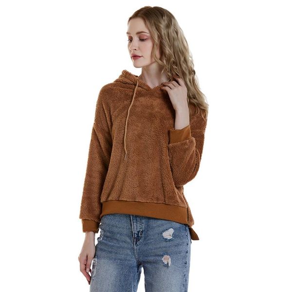 

women's hoodies & sweatshirts women velvet winter autumn double-faced solid long-sleeve casual outwear femenina pullovers, Black