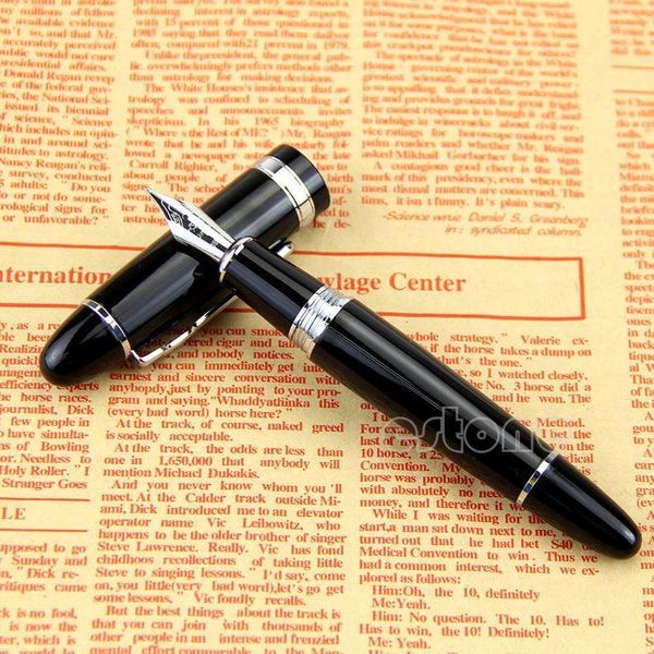 

jinhao standard write smooth pen 159 black and silver m nib fountain thick pens