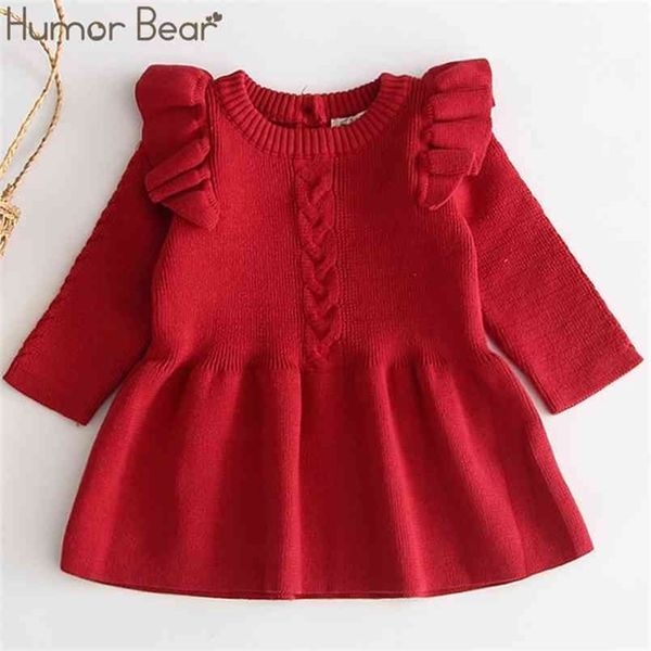 

baby winter girl dress princess christmas sweater long sleeve clothes spring autumn infant es 210611, Red;yellow