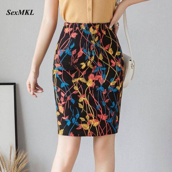 

skirts plus size printed skirt women 2021 fashion autumn high waist mini bodycon office lady winter pencil jupe femme, Black