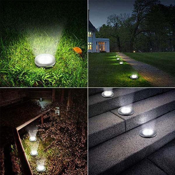 

lawn lamps 1pc 16-led solar buried lights under ground lamp outdoor decking light white warm waterproof garden way l0x4