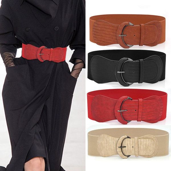 

plus size belt wide big cummerbunds corset belts for women dress coat fashion elastic designer black female, Black;brown