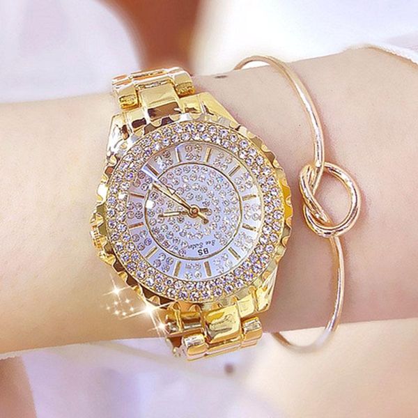 

wristwatches women fashion watches elegant lady stainless steel bracelet wrist watch clock luxury rhinestone quartz relogio whatches, Slivery;brown