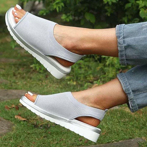 

sandals women nice fashion shoes large size wedge light walking female mesh woven breathable woman, Black