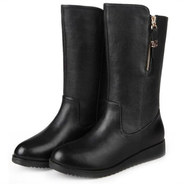 

boots winter 2021 women's flat bottom in the style of large size, Black