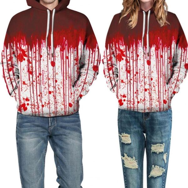 

women's hoodies & sweatshirts bleeding print long sleeve pullover hoodie hooded front pocket couple sweatshirt halloween clothing, Black