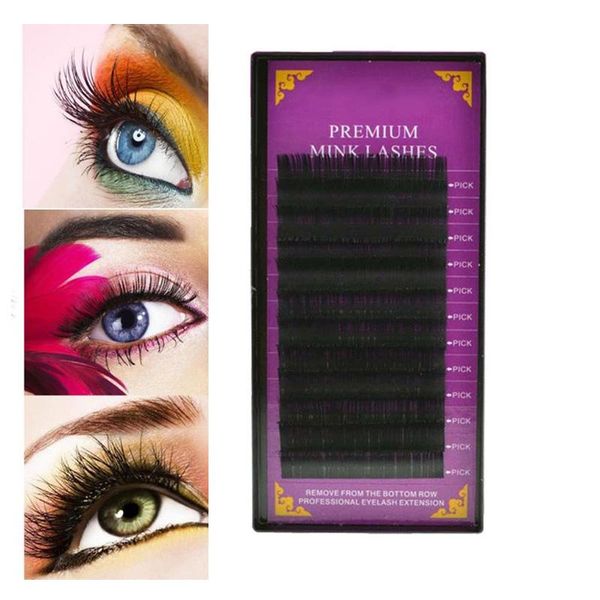 

false eyelashes 12 rows faux mink individual eyelash extension 0.25mm cilia lashes soft mu8669