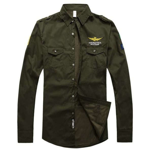 

men's casual shirts wool liner warm winter shirt men military embroidery patch fleece man long sleeve army us thick male clothing 2021, White;black