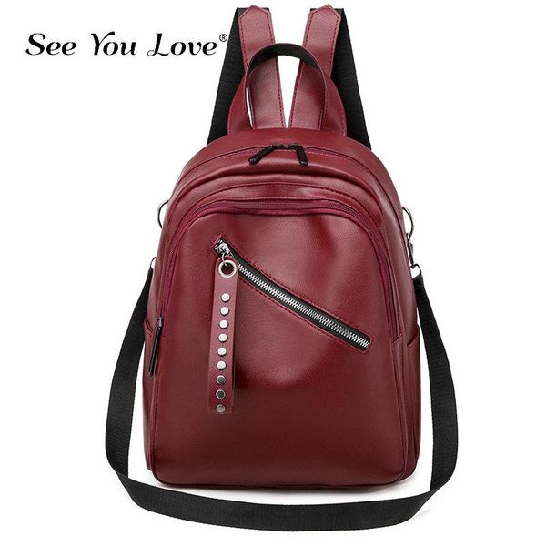

outdoor bags see yoou love women pu leather backpack youth backpacks for teenage girls female school shoulder bag