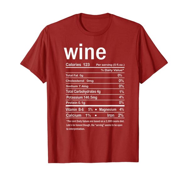 

wine nutrition facts thanksgiving costume gift t-shirt, White;black