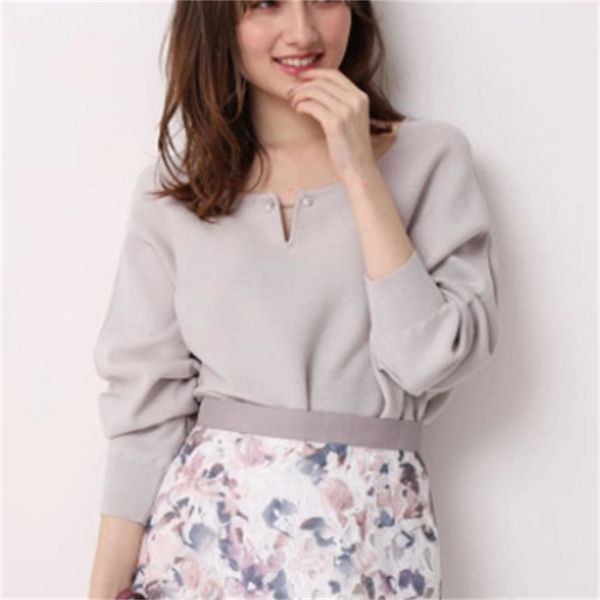 

chic pearl button loose causal candy color pull femme o neck pullover long sleeve knit sweater women spring 210514, White;black
