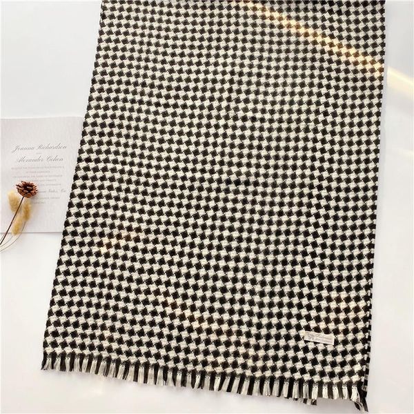 

scarves winter scarf lady classic houndstooth cashmere women autumn long thinker warm female shawl men, Blue;gray