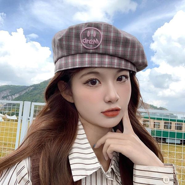 

berets women girl beret french artist warm pu winter beanie hat cap vintage plain hats solid color elegant lady caps, Blue;gray