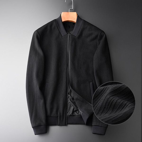

men's jackets classic stand collar male jacket three-dimensional knitted dark fringe mens and coats luxury trend black for men, Black;brown