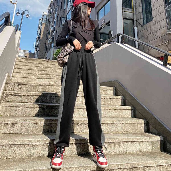 

women's two piece pants female breeches autumn korean version traf loop seam loop-fitting feet straight harajuku women's casual sp, White