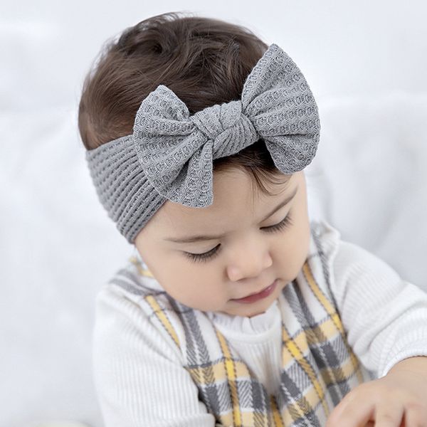 

16 colors baby girl turban headband soft nylon headwraps bow knot headbands stretchy hairbands children little girls fashion hair accessorie, Slivery;white
