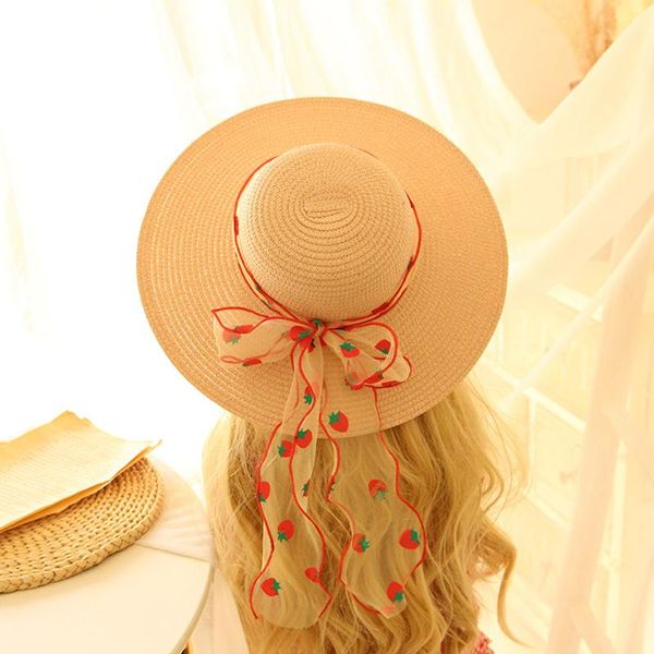 

summer sun hat bow straw girls sea beach vacation sunscreen caps & hats, Yellow