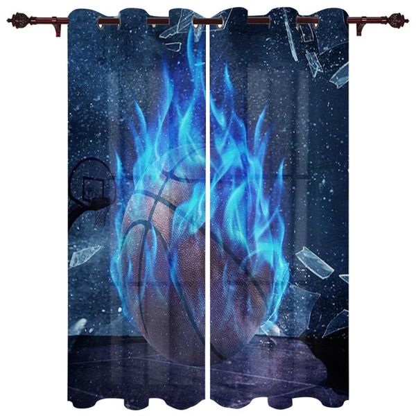 

luxury modern window curtains glass blue flame basketball bedroom living room dining translucent beautiful curtain & drapes