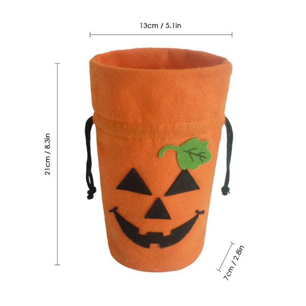 

gift wrap pumpkin halloween felt fabric treat candy bag with drawstring closure party costumes supplies decorations