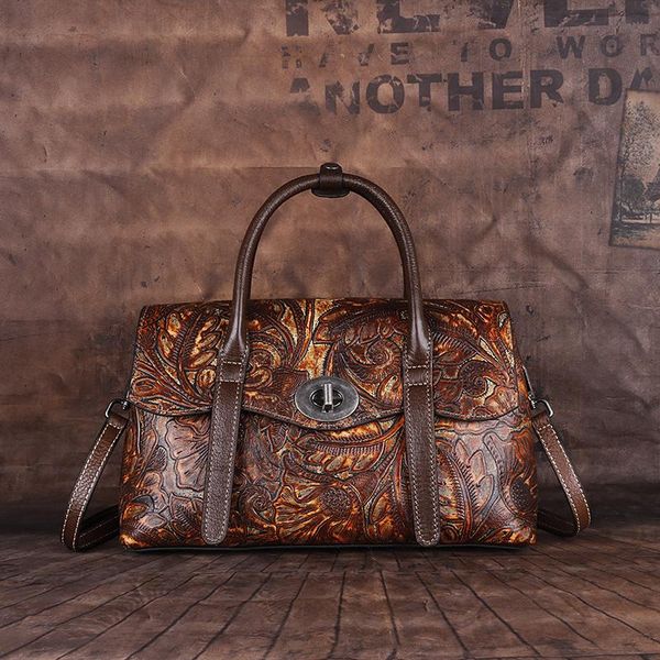 

evening bags retro genuine first layer cowhide leather women's handbags hand-colored crossbody ladies hand woman shoulder bag for women