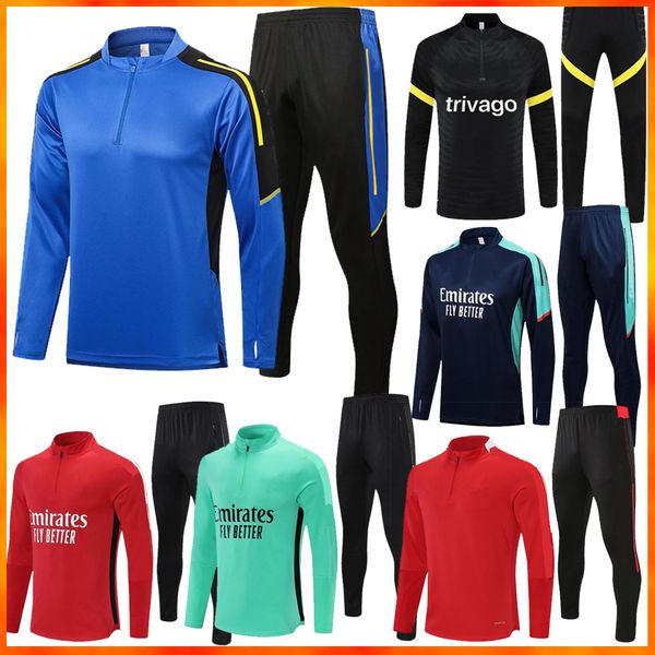 

21 22 man training suit jacket men kids martial rashford survetement foot football sportswear jogging utd 2021 city sancho united soccer tra, Black;blue