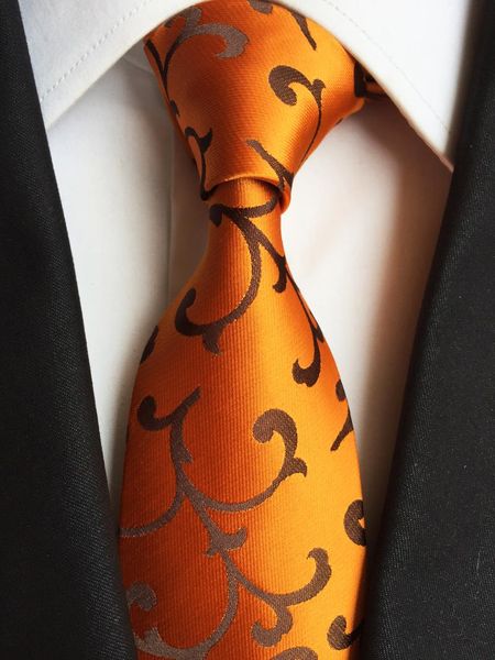 

bow ties 8cm men's jacquard woven neck tie luxury golden orange paisley neckties for men, Black;gray