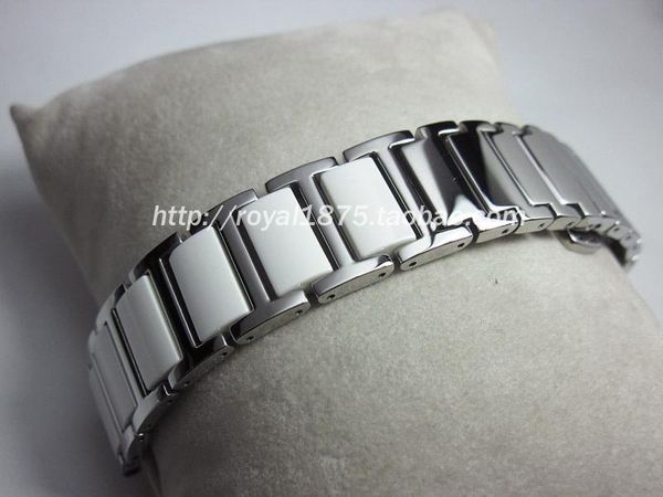 

watch bands stainless steel band strap 16mm silver solid links butterfly buckle fashion ceramics bracelets wristband, Black;brown