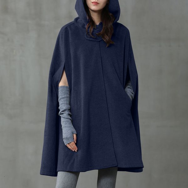 

sweaters vonda solid long coats women vintage sleeveless hooded cloak autumn winter fashion casual capes outwear loose jackets, White;black