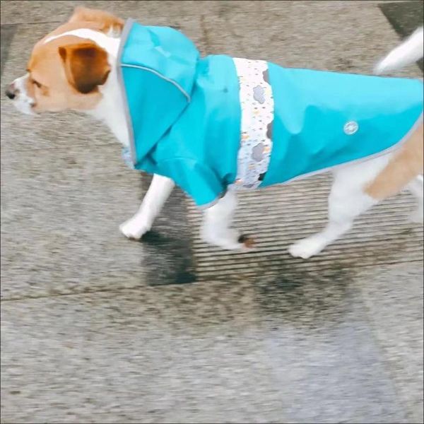 

s-xl pet dog clothes hooded raincoat reflective strip waterproof jacket outdoor breathable puppy apparel