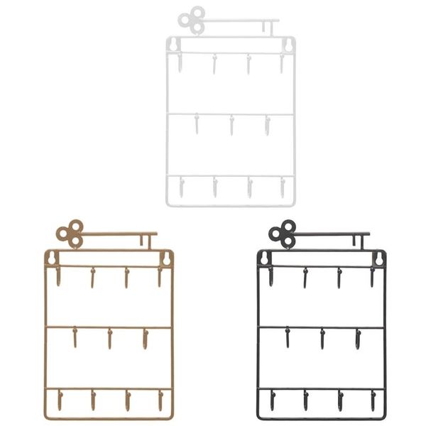 

hooks & rails modern style iron wall mounted 11 hangers key holder coat hat storage rack 35ed