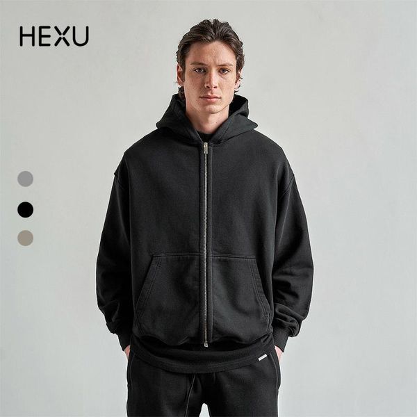 

men's hoodies & sweatshirts 2021 solid black hoodie zipper with double sliders oversize streetwear hip hop clothes fleece women's