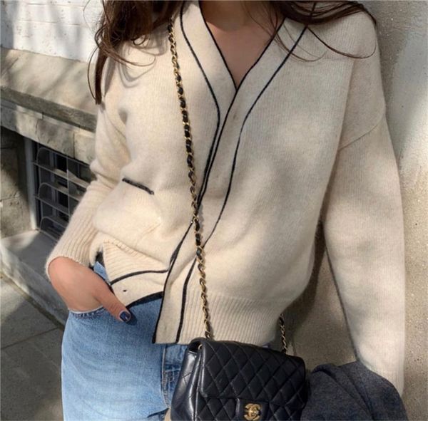 

autumn winter womens cardigans loose sweater ladies casual fashionable knitwear korean knitted button, White;black
