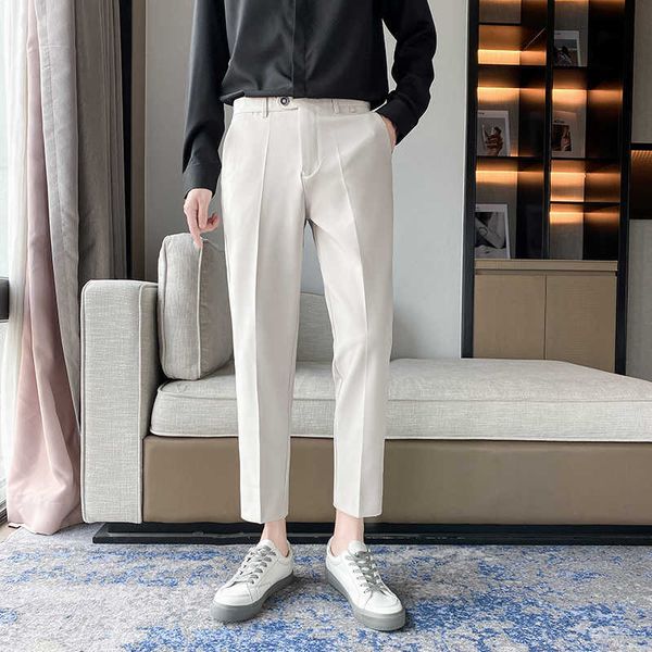 

business dress pants men classic office social pants casual slim fit wedding streetwear trousers pantalon homme classique 210527, White;black