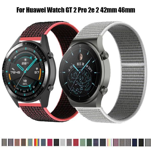

watch bands 22mm 20mm strap for huawei gt 2 2e/2 pro band nylon loop wristbelts bracelets 46mm 42mm accessories, Black;brown