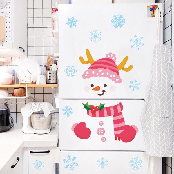 

fridge magnets christmas style refrigerator stickers snowman snowflake pattern glass window wall cartoon home decoration