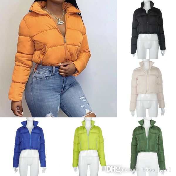 

women winter coat 2021 designer fashion new long sleeve jacket cardigan stand collar warm casual bread down jacket, Black