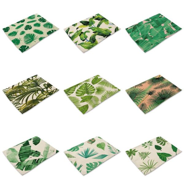

table napkin 42*32cm leaves series placemat flax mat colorful anti-scalding pad for kitchen decoration dining accessories