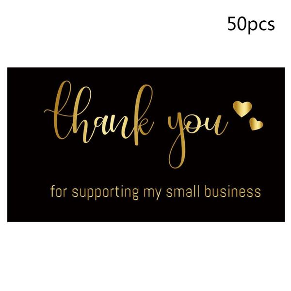 Cartões de felicitações 50pcs Bronzing Obrigado por apoiar minha pequena empresa 500pcs 1.5 '' Sticker Retes Sellers