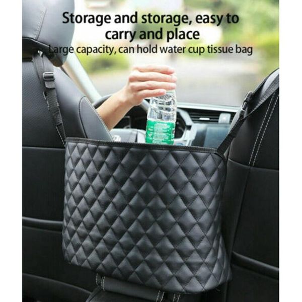 

car seat covers net pocket handbag holder pu leather between storage black