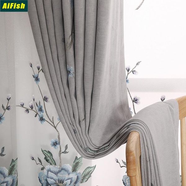 

simple american luxury three-dimensional embroidered curtain cloth living room bedroom shading decorative wool velvet rideau 6 & drapes