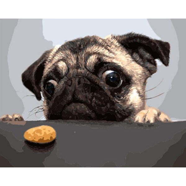 

paintings dog oil painting by number animal frame on canvas color diy kits drawing picture home decortion wall art for adults