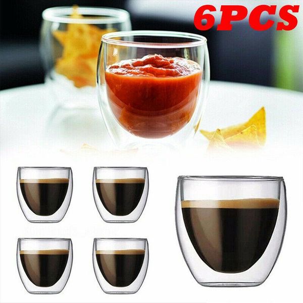 

wine glasses double wall transparent coffee glass mug cups insulate home office tea 80ml