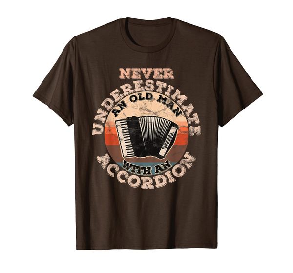 

mens never underestimate an old man with an accordion t-shirt, White;black