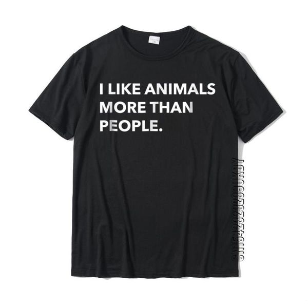 

men's t-shirts i like animals more than people funny tshirt tees dominant cotton cool youth, White;black