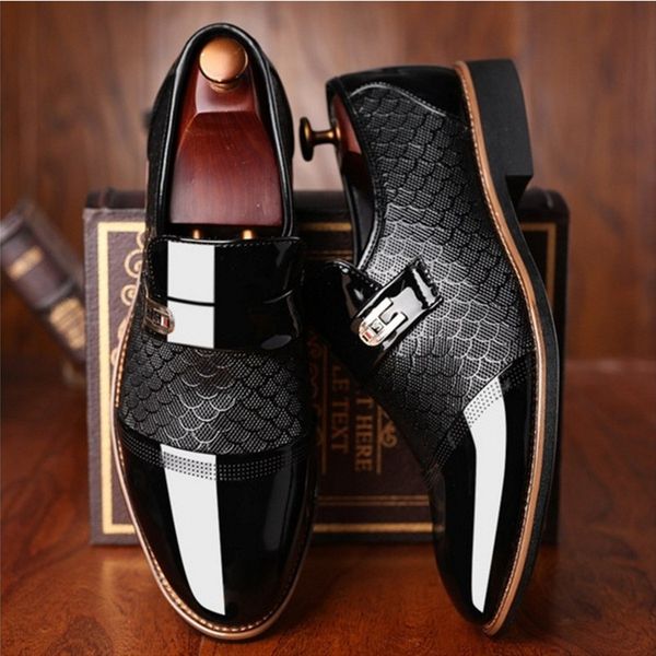 

2021 Spring New Men Business Formal Wedding Shoes Man Fashion Comfortable Loafers Luxury Designer Business Shoes Large Size 48, Black